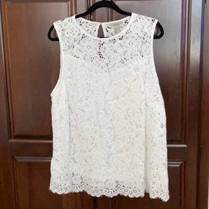 H&M Lace Top (lined) in White - Size XL